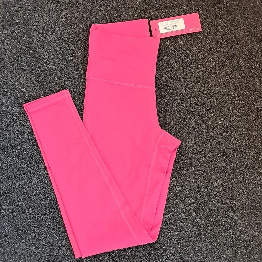 🚨NWT Terez TLC Crop Top & TLC Leggings Workout Yoga Pilates Gym Set Pink XS/S